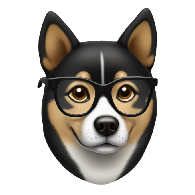Black Shiba Inu wearing glasses  sticker