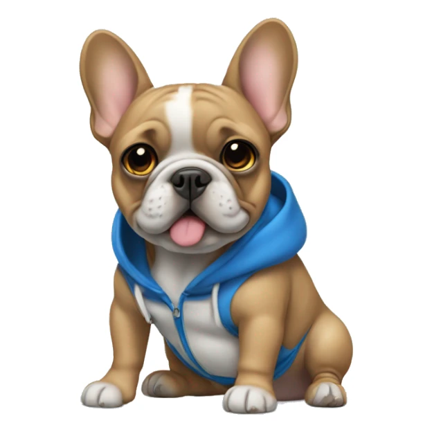 Frenchie wearing a blue hoodie sticker