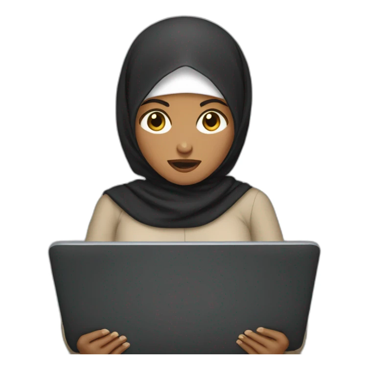 Angry hijabi woman holding black laptop sticker