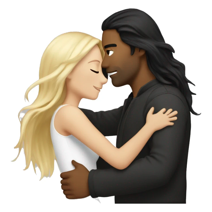 Tan Man with long black hair, hugging, hot blonde, white girl sticker