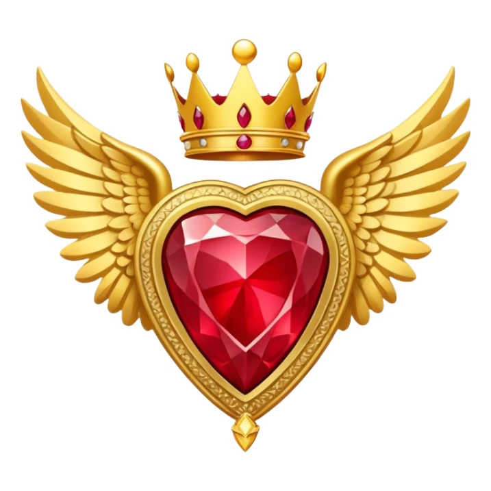 Big triangle rubby stone award-in-frame-decorated-with-big-golden-angel--wings and crown sticker