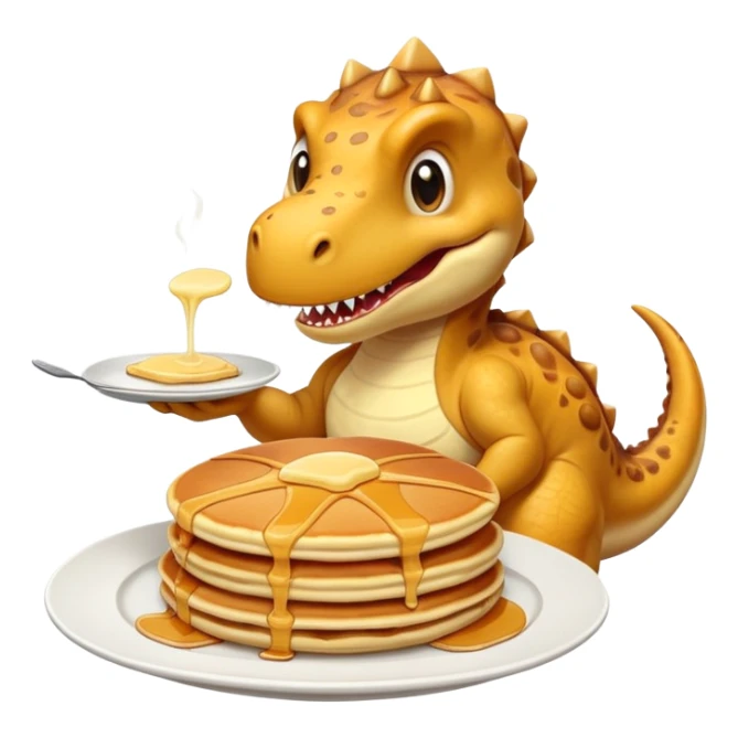 Dinosaur eat plate of pancakes sticker