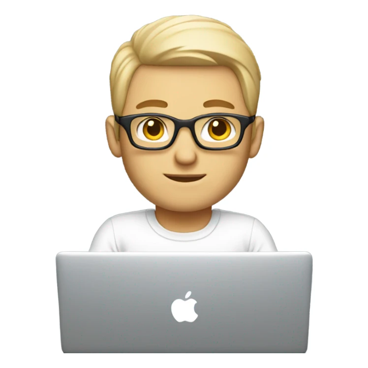 white-skinned male product designer sitting with macbook sticker
