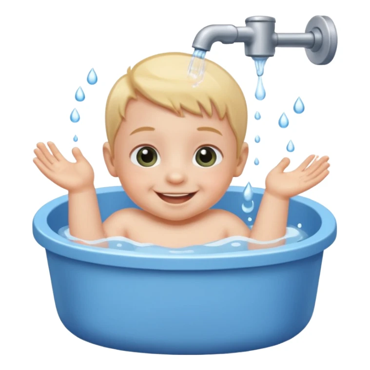 baby smiling in a small tub sticker