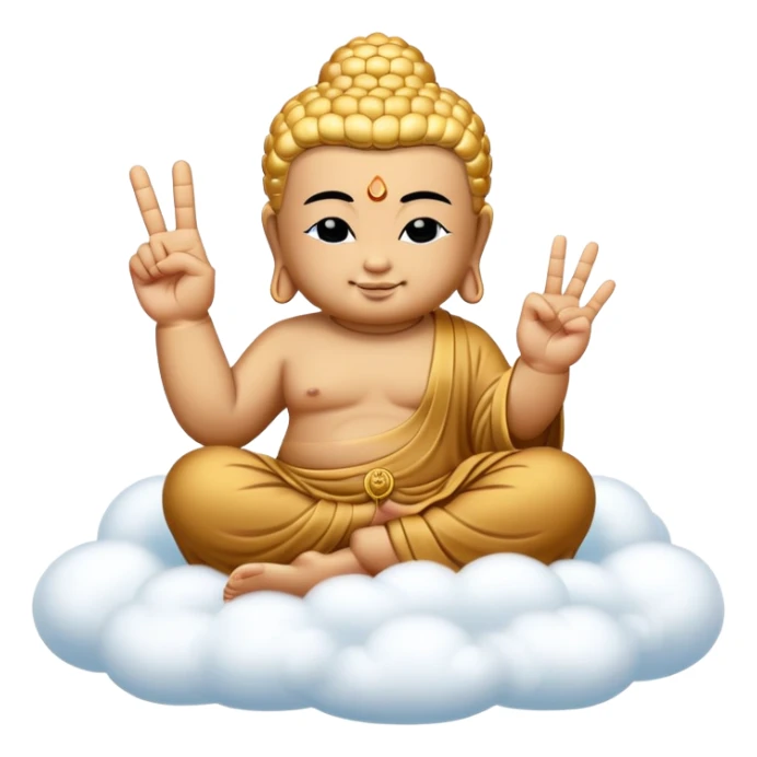 Buddah Floating On a cloud. While showing the peace sign with 2 fingers. sticker