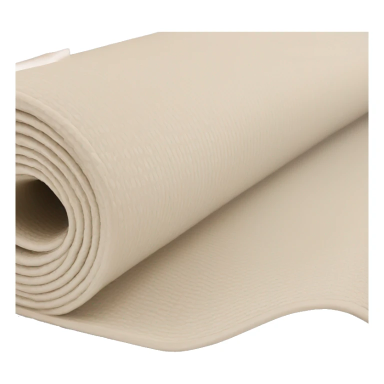 A cream coloured yoga mat that is folded up  sticker