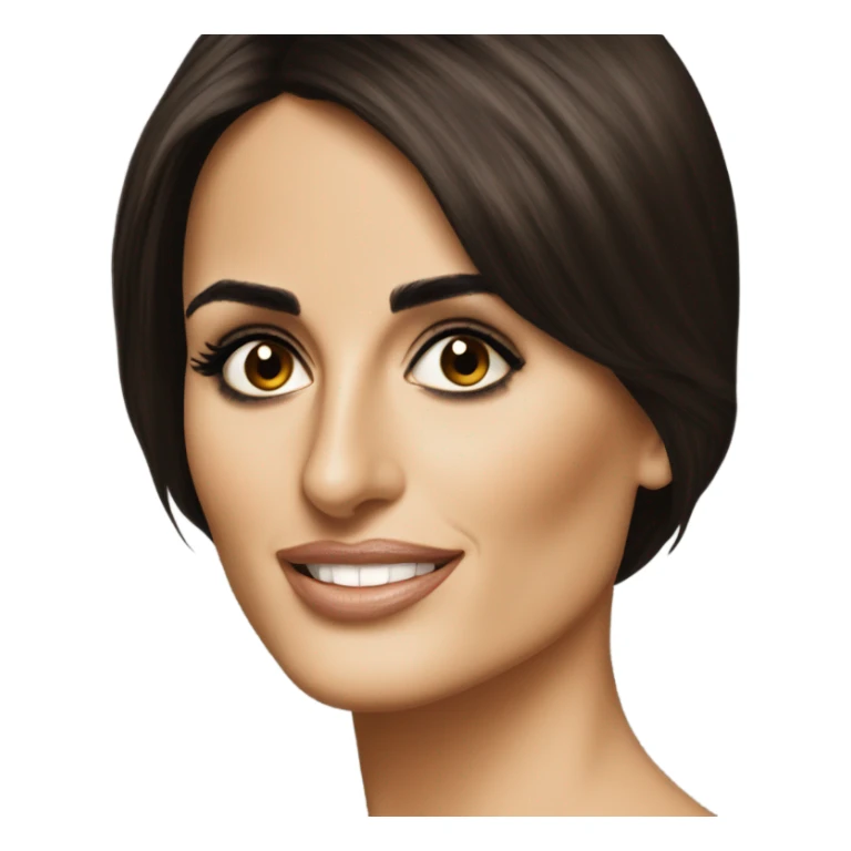 Penelope cruz with dark brown hair bob sticker