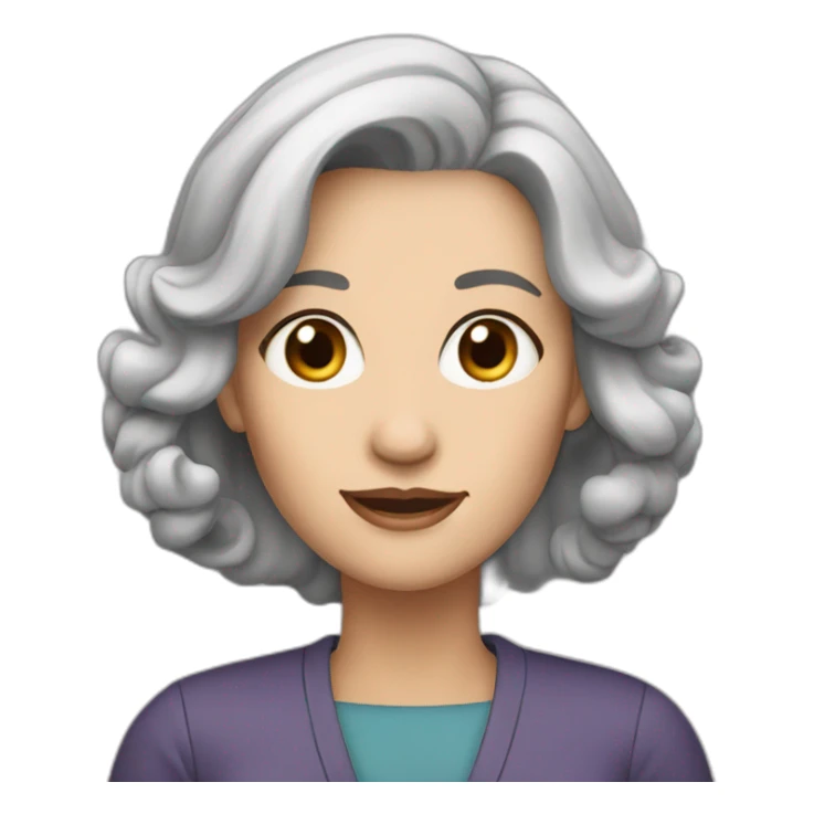 Woman at 40s, white skin, grey hair, big black eyes sticker