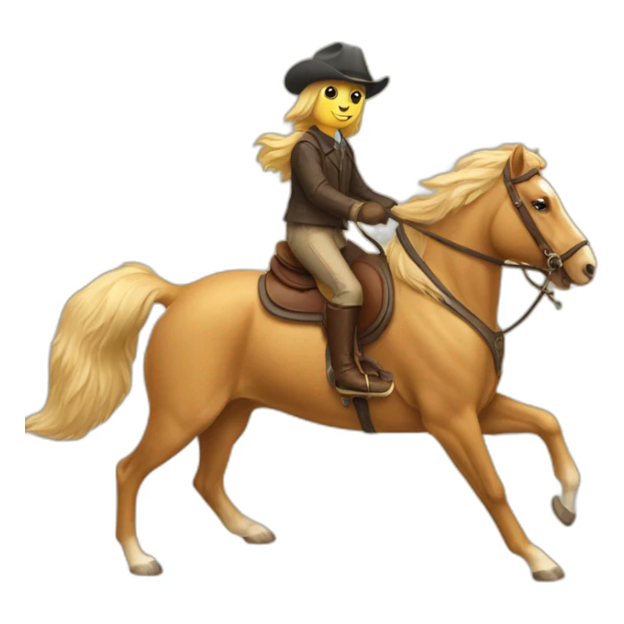 Golden retriever riding a horse  sticker