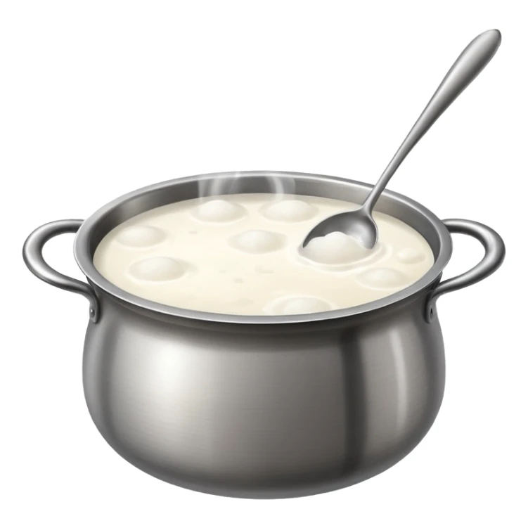 deep stainless steel pot with boiling clear water and floating glutinous rice flour balls sticker