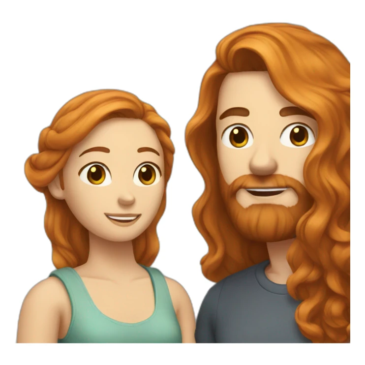 Bearded brown-haired man and girlfriend with long ginger hair sticker