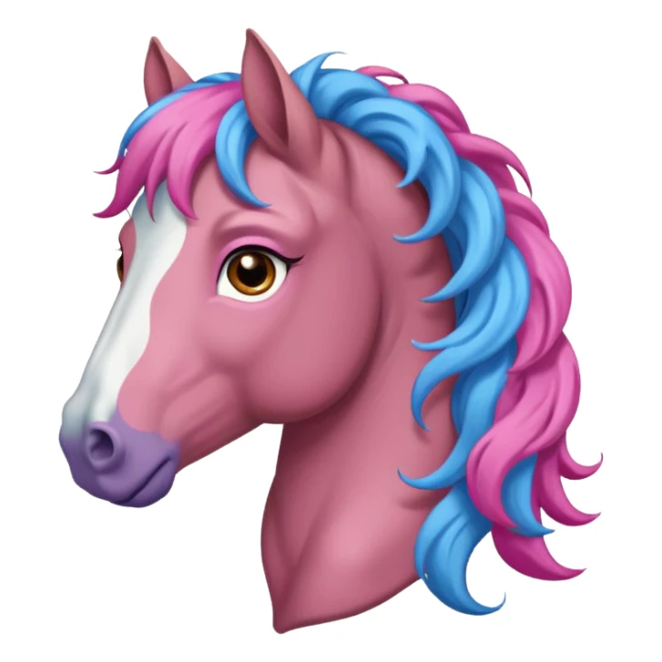  horse with curly and blue pink hair front angel  sticker