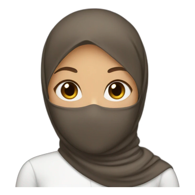 Girl skin brown and wearing hijab and mask sticker