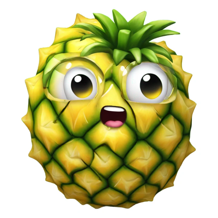 3D one shy pineapple  👱‍♀️🍍 with big shiny eyes 👀 The pineapple cute embarrassed ☺️ sticker