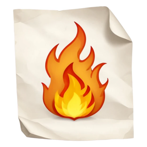 paper sheet with dialogue lines and small fire symbol sticker