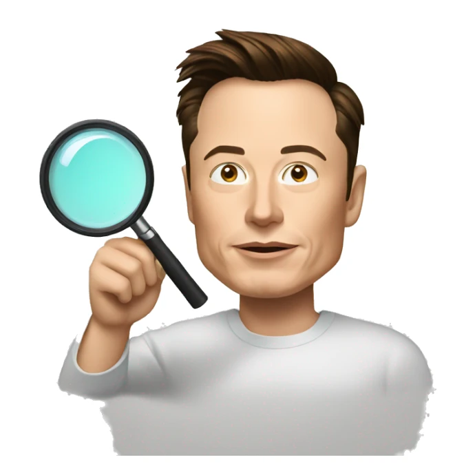 Elon musk with magnifier  sticker