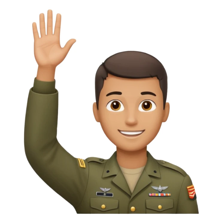 joven trigueno corte de pelo militar sonrisa bonita mano arriba sticker