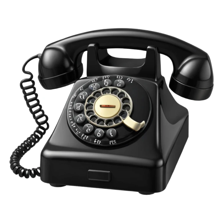 Telephone – Classic black rotary phone with cord sticker