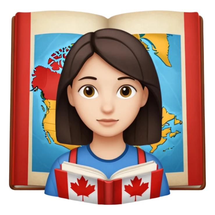 A person studying with a map of Canada in the background sticker