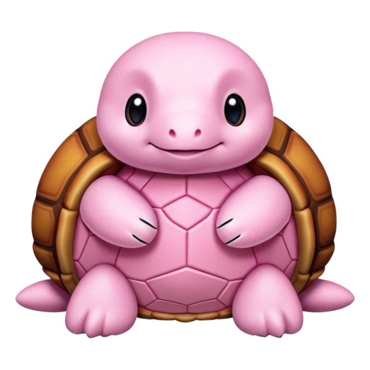 light pink plush turtle that looks exactly like a stuffed animal with visible stitching, perfectly round head, red shell, cute, adorable, soft fabric texture, huggable plush toy appearance sticker