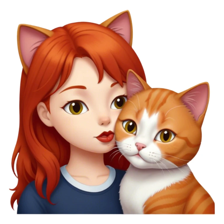 british cat kisses a red hair girl sticker