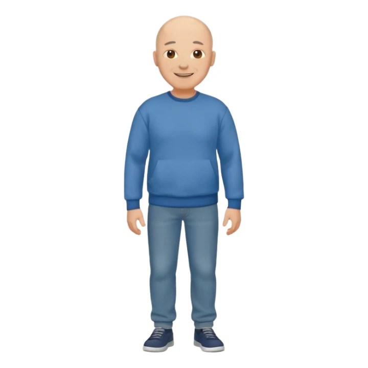 mature bald man sweatshirt and jeans full body sticker