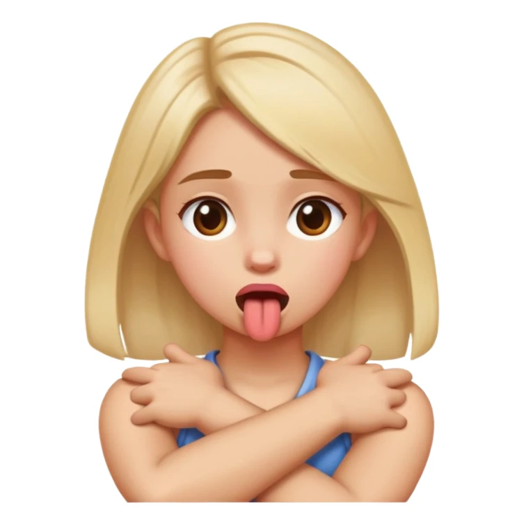 Girl with crossed arms grabbing neck sticking her tounge out sticker