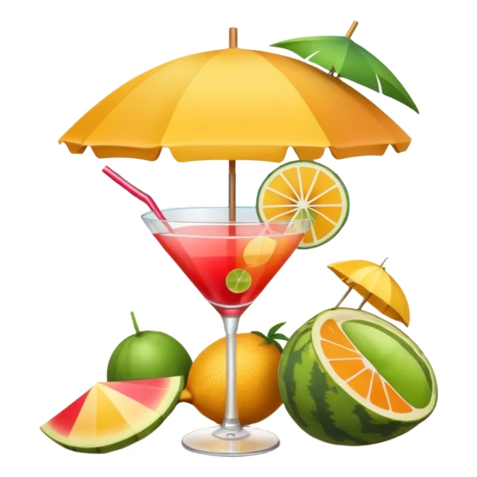 beach cocktail emoji, with a cocktail umbrella sticker