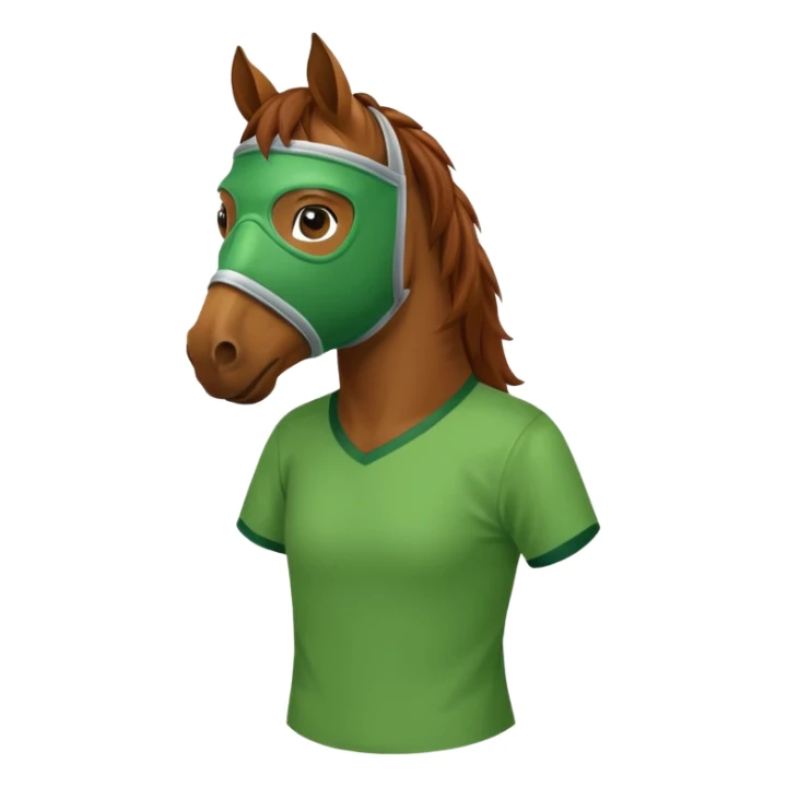 horse with green mask and shirt sticker