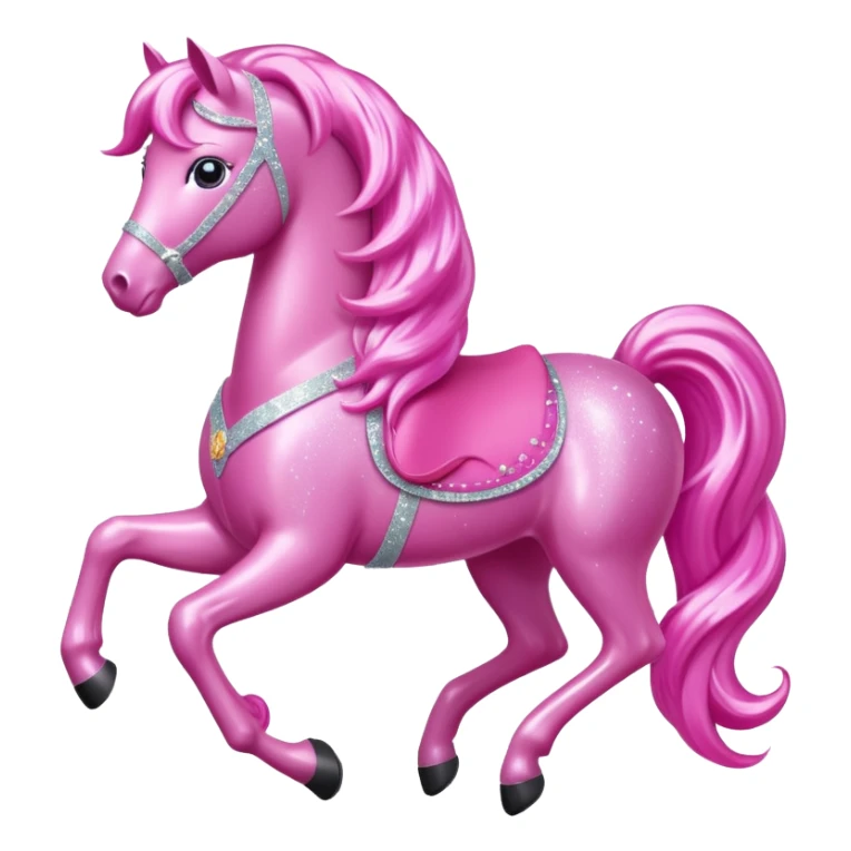 a pink barbie sparkling horse emoji sticker
