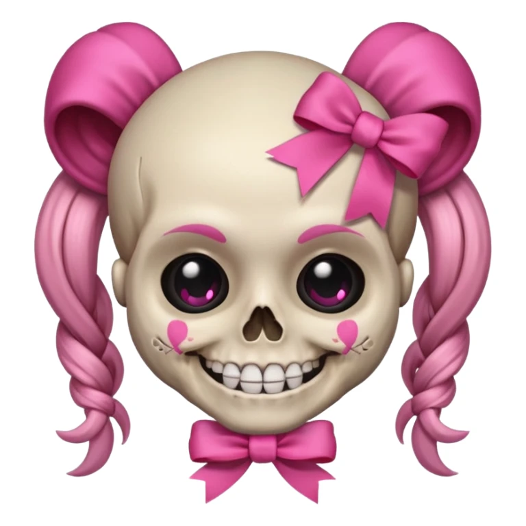 skull emoji with pink ribbon pookie sticker