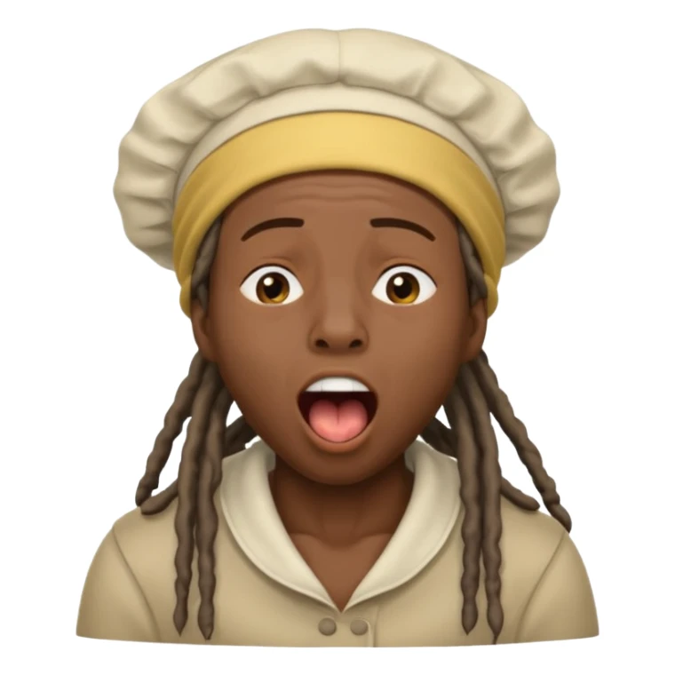 Make a African American with dreads and a bonet yawning sticker