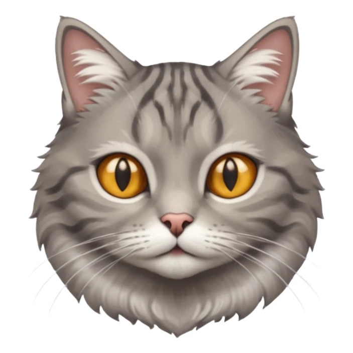 A high-resolution photo-realistic digital illustration of a solid grey tabby cat, chest upward sticker