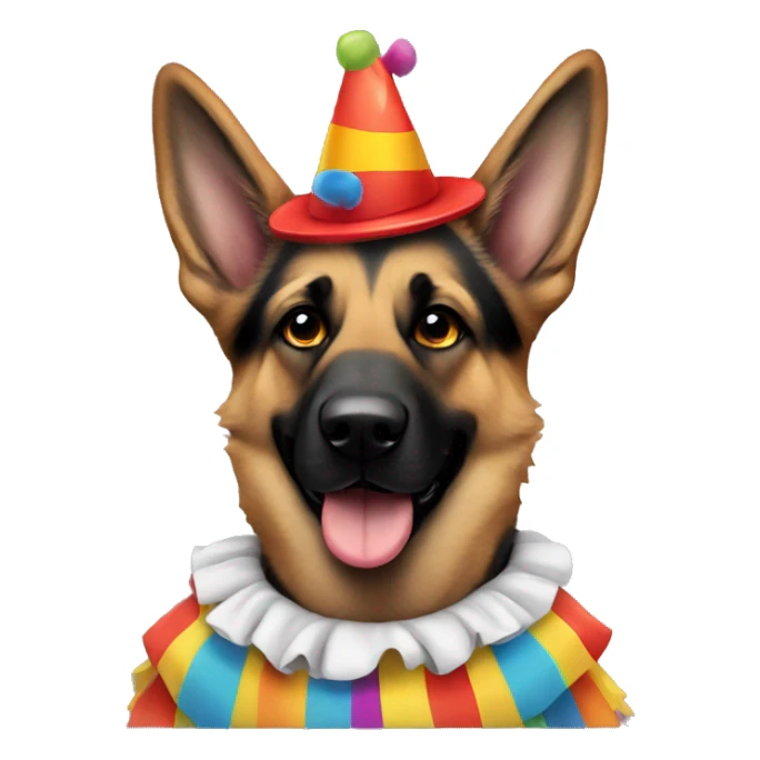 German shepherd in clown costume sticker