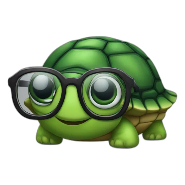 Turtle with glasses and curly long black hair sticker
