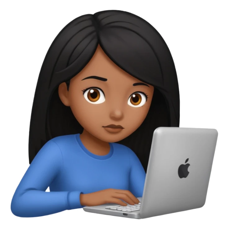 black hair girl with a computer sticker