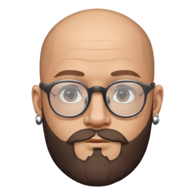 bald man with a beard and tattoo, wearing glasses and earrings sticker