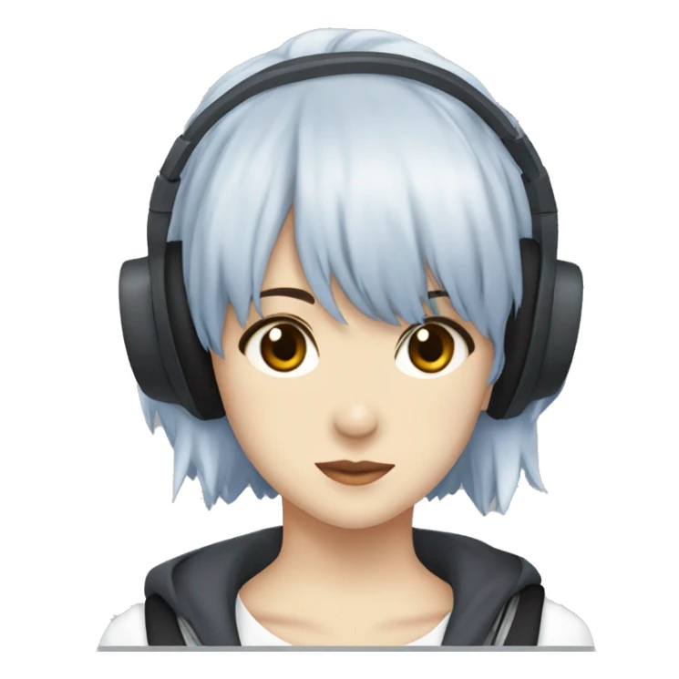 Rei ayanami with a black headphones sticker
