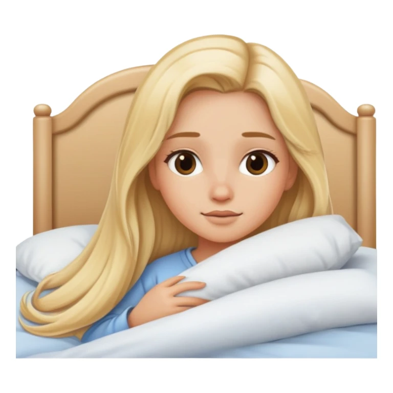 long hair, blonde hair, girl in bed cozy sticker