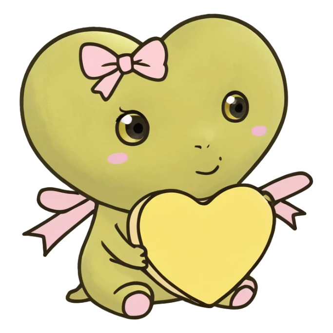 baby yellow heart with a light pink bow wrapped around it  sticker