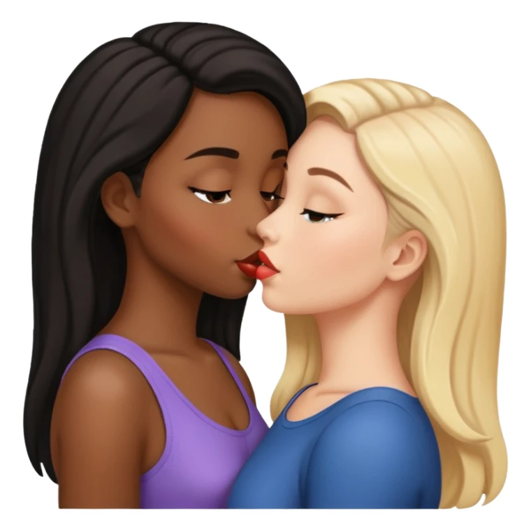 Black girl and white girl kissing sticker