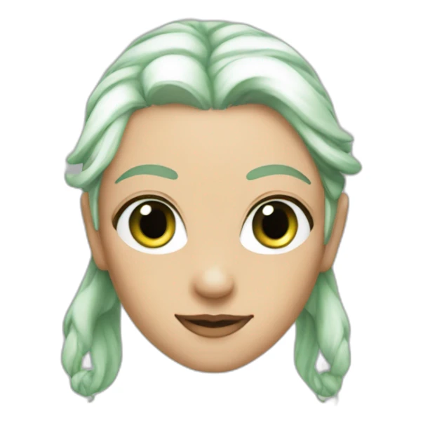 half elf with green eyes white hair in bun sticker
