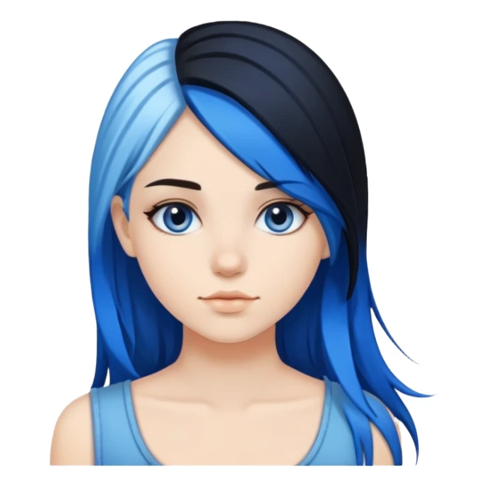 split dye blue and black hair girl sticker