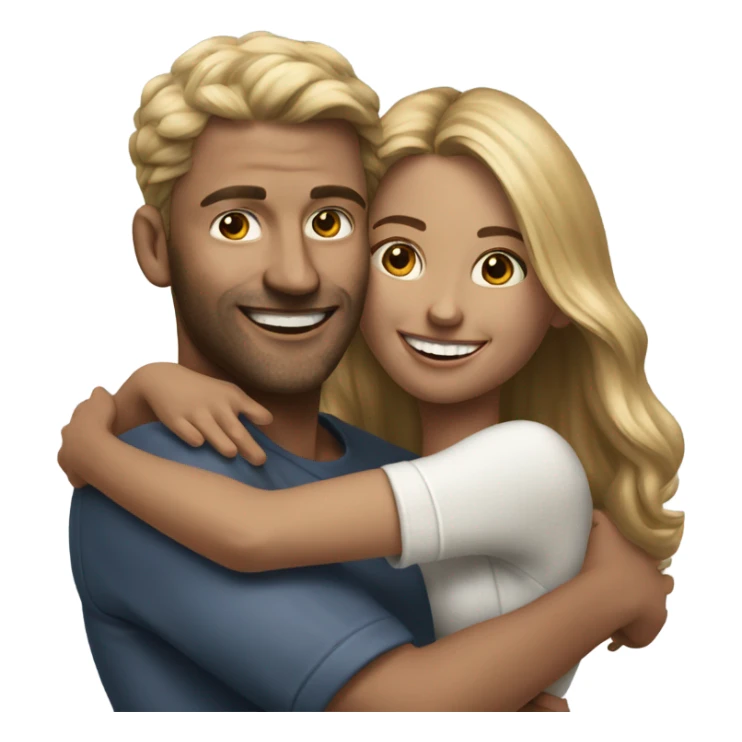 Hyper Realistic beautiful model couple hug and laugh  sticker