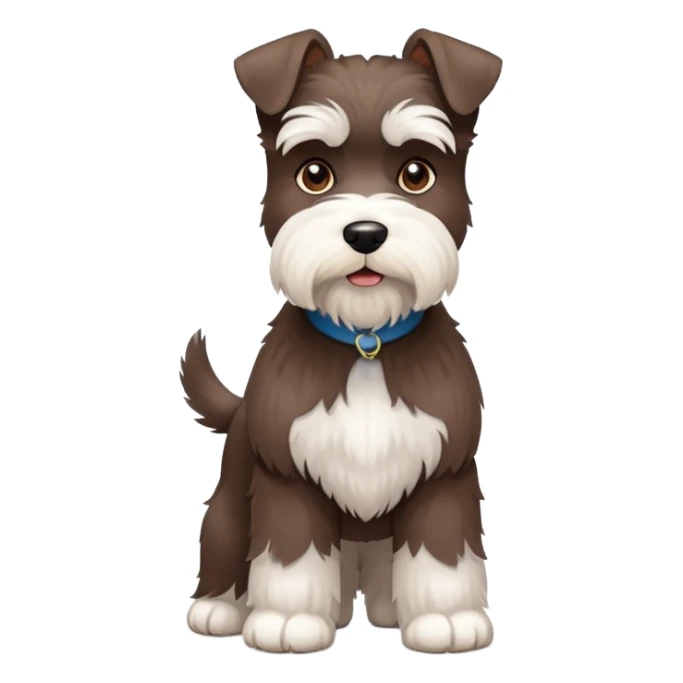Fluffy Chocolate and white schnauzer standing sticker