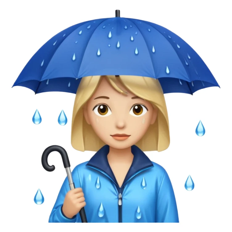 People getting wet (umbrella, dripping hair) sticker
