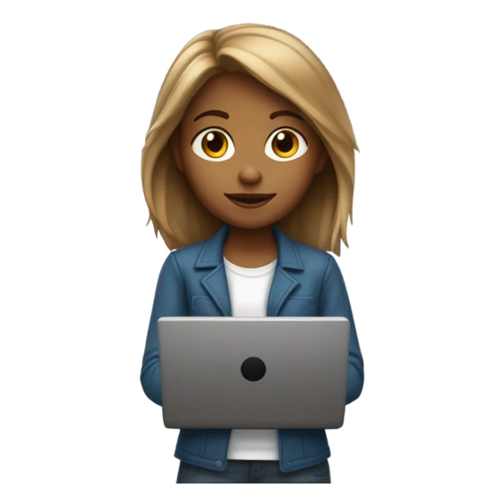 Medium hair light Brown girl, computer science intern with a laptop  sticker