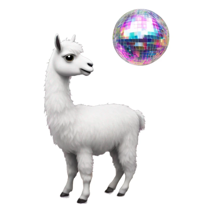 Party lama in livingroom with discoball sticker