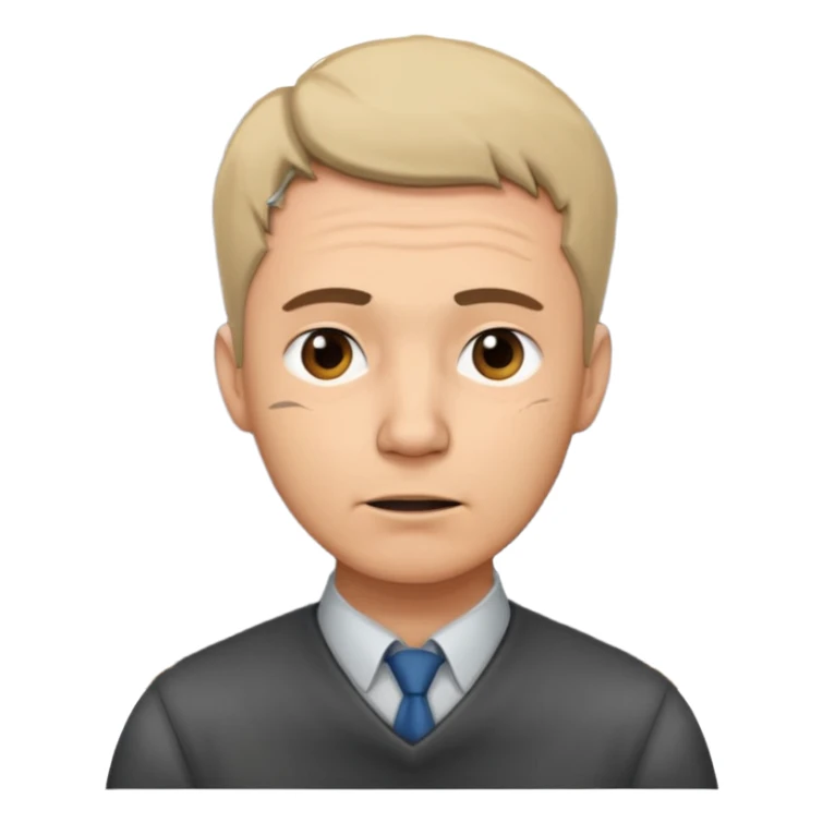 a man teacher, head is tilted, with an aching logo beside the neck sticker