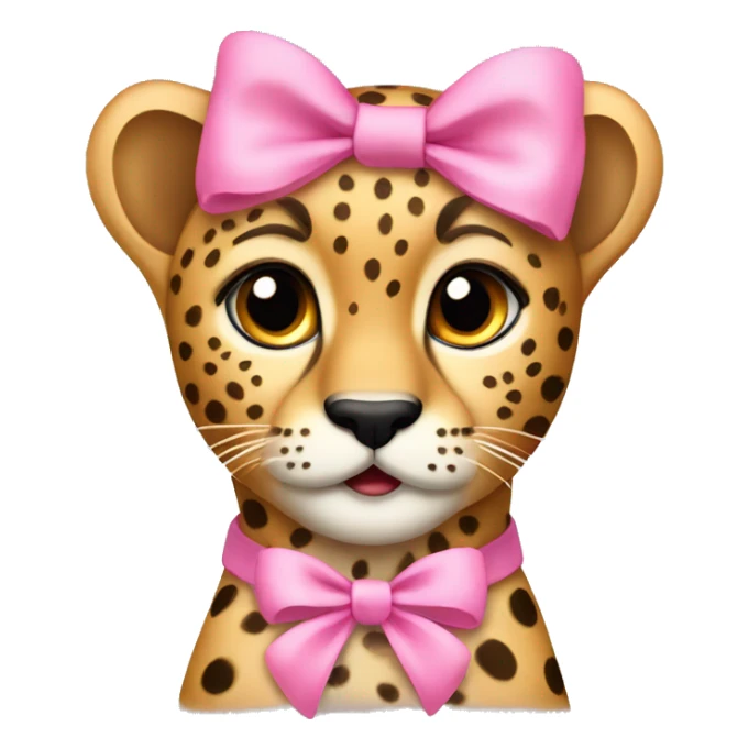 Cheetah  with a small pink bow on her ear￼ sticker